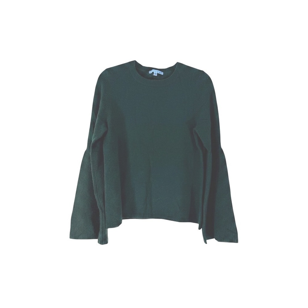 Antonio Melani Dark Green 100% Cashmere Bell Sleeve Crew Neck Sweater Womens M